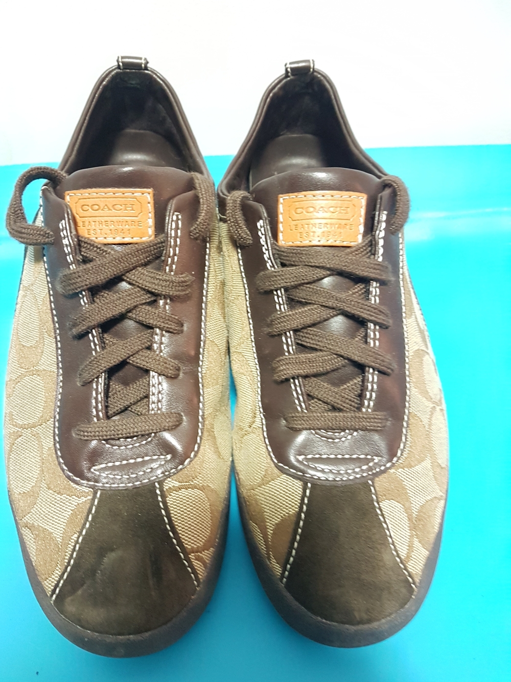 Coach Men's Brown Signature Canvas & Leather Low-Top Sneakers